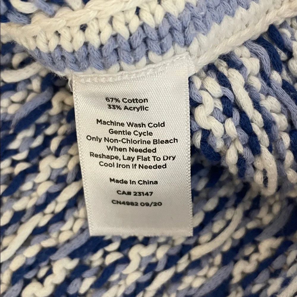 Talbots Navy and White Knit Sweater Cotton Blend Large - Picture 7 of 7